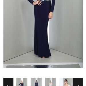 Mignon Blue Trumpet Maxi Dress with Slit